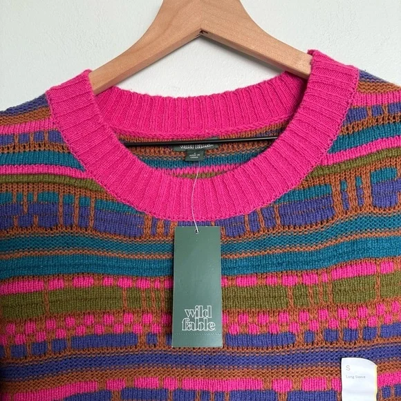 Wild Fable Retro 90s Chunky Knit Colorful Sweater - Picture 2 of 6